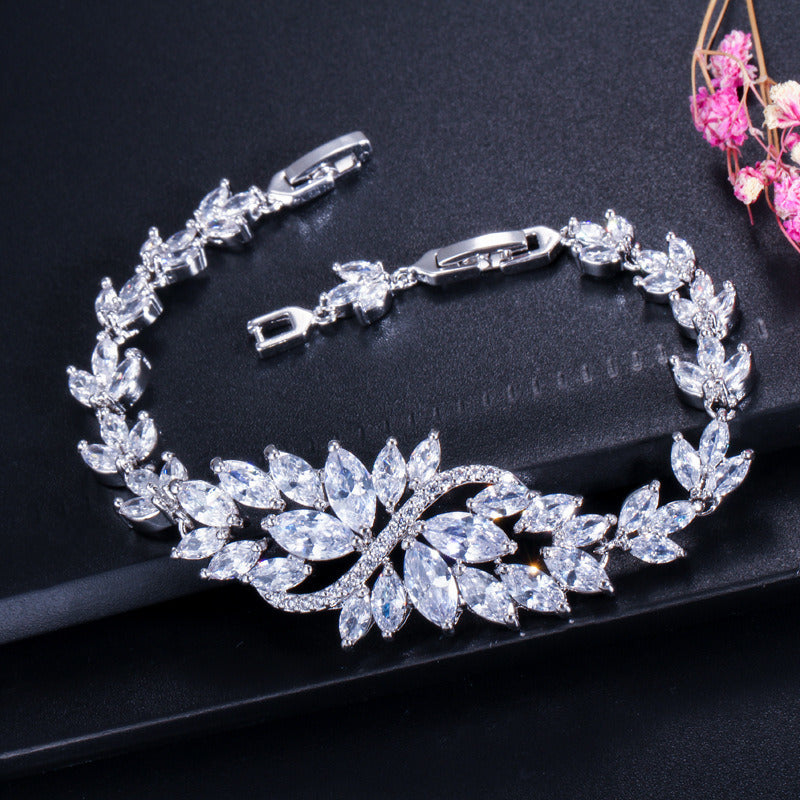 Ice Flowers European And American Elegant Zircon Bracelet Full Diamond Inlaid Ornament Multi-color