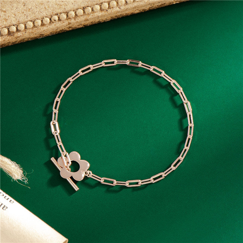 Sterling Silver Small Flower Bracelet With OT Buckle