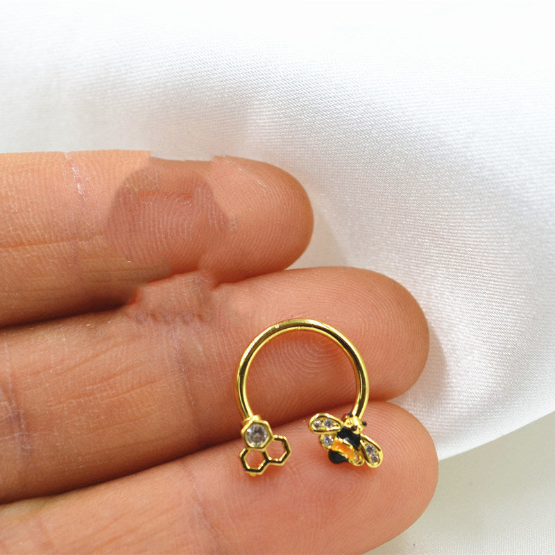 Titanium Steel Bee Nose Stud Closed Loop Cute