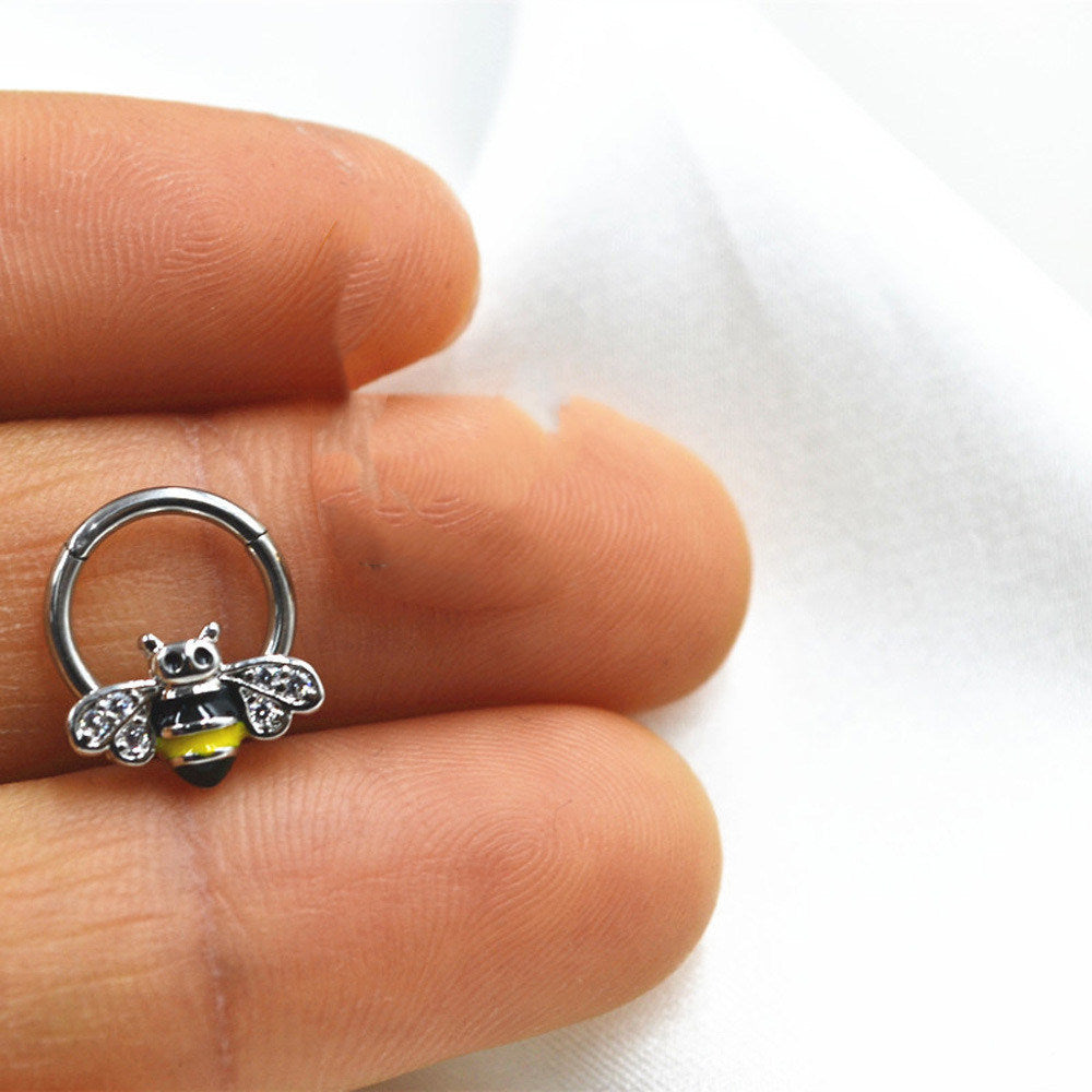 Titanium Steel Bee Nose Stud Closed Loop Cute