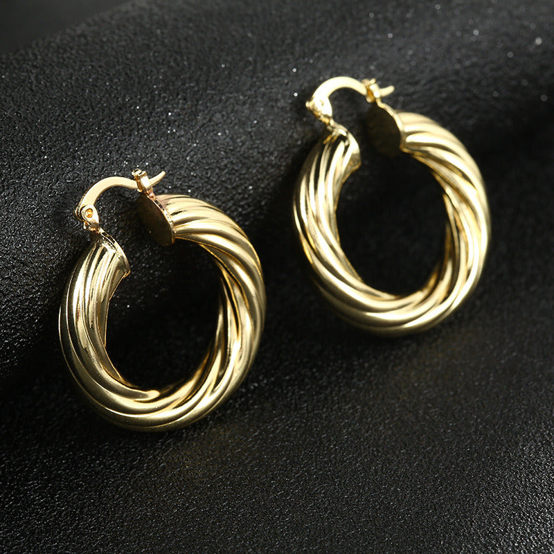 Twist Vintage Atmospheric Thread Hollow Ear Clips Earrings