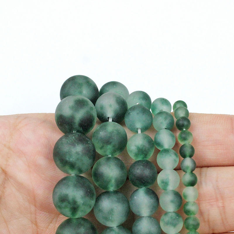 Frosted Green Chalcedony Loose Beads Diy String Matte Round Beads