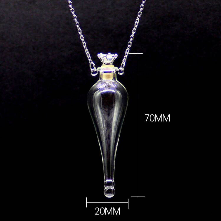 Transparent Heart-Shaped Glass Essential Oil Bottle Necklace