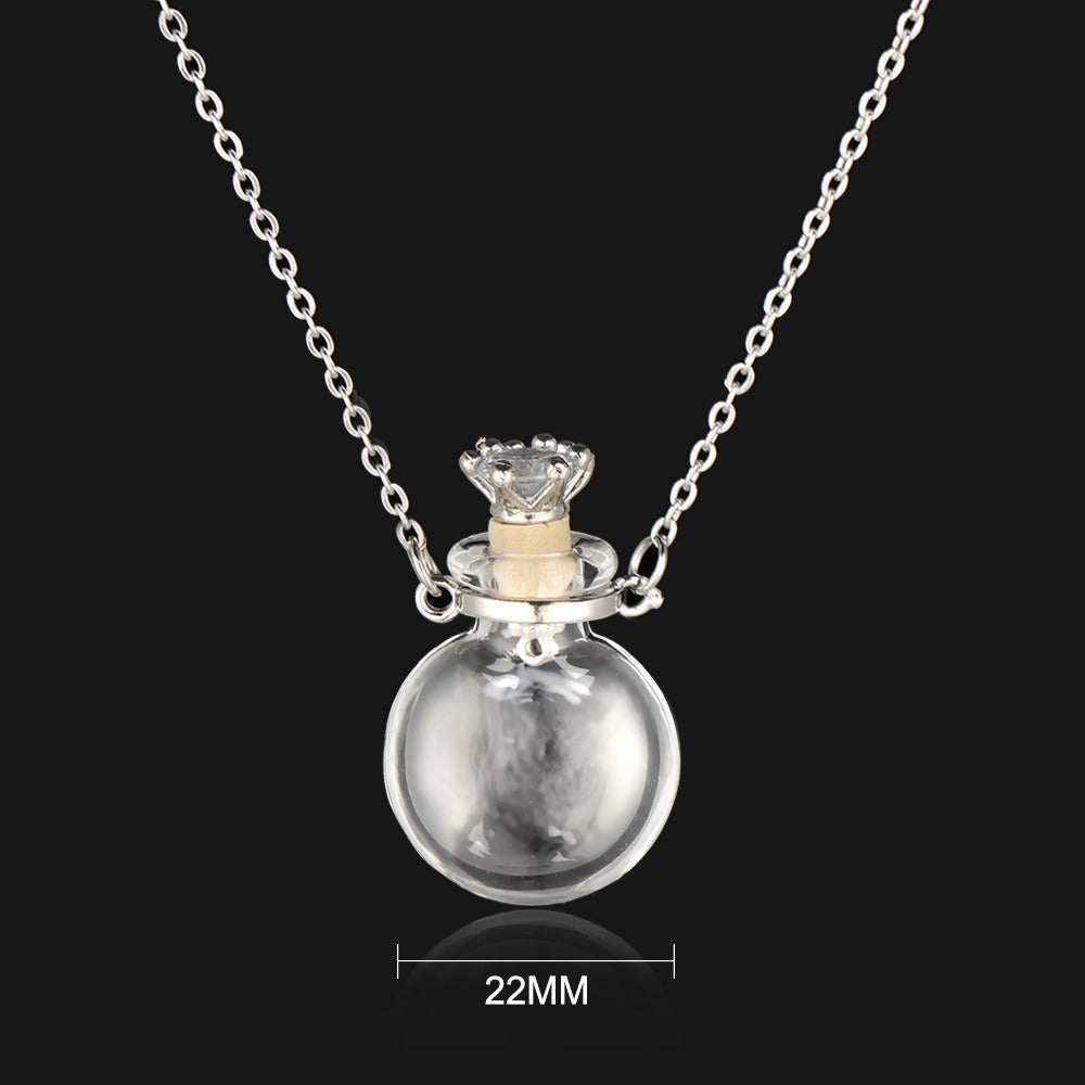 Transparent Heart-Shaped Glass Essential Oil Bottle Necklace