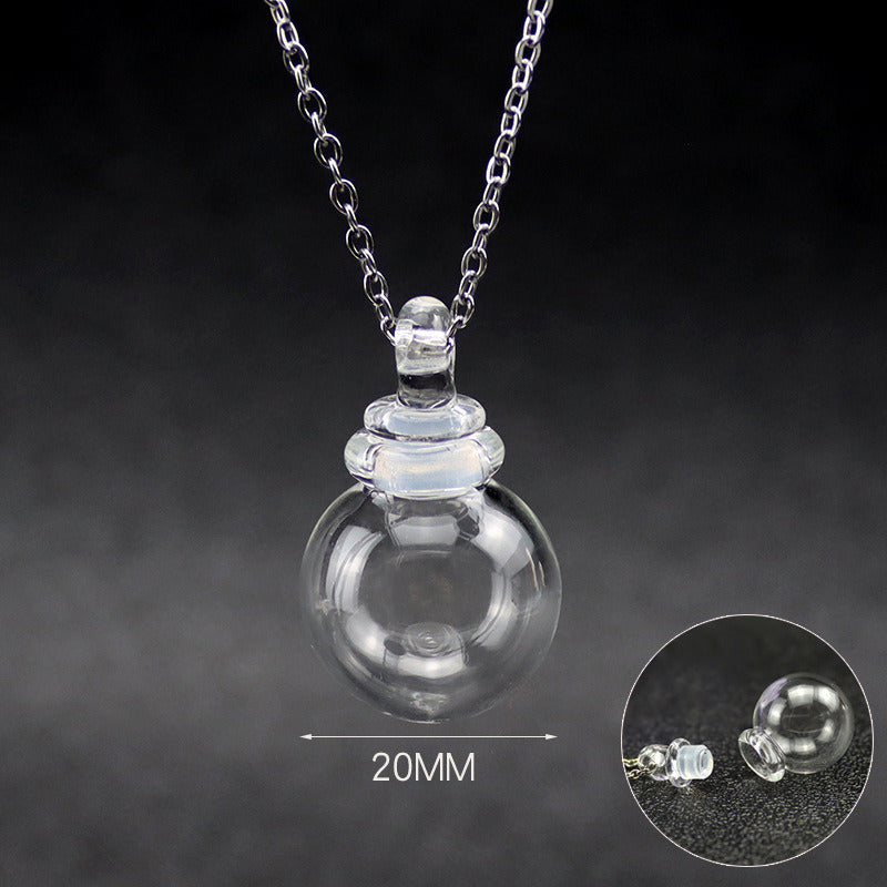 Transparent Heart-Shaped Glass Essential Oil Bottle Necklace