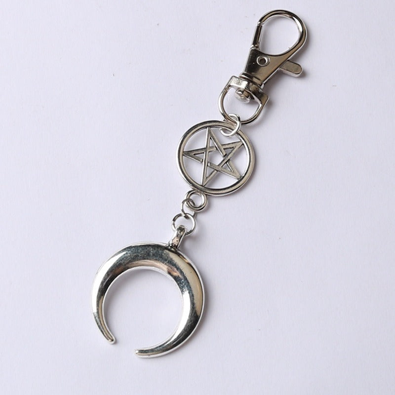 Crescent Alloy Keychain Pentagrammoon