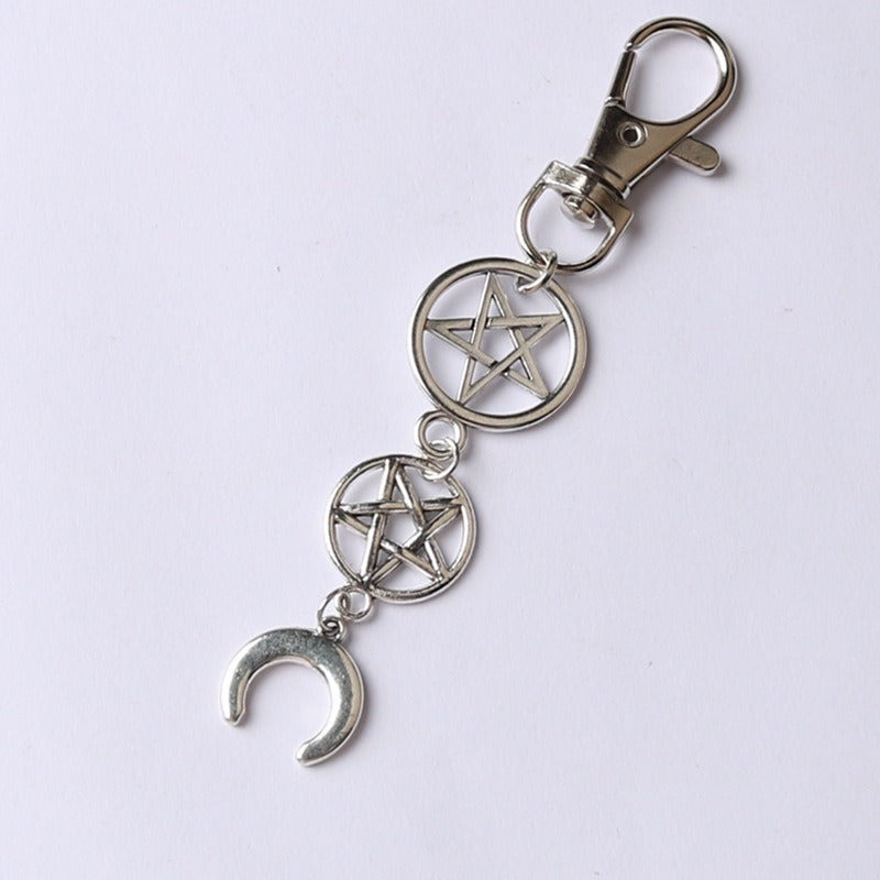 Crescent Alloy Keychain Pentagrammoon