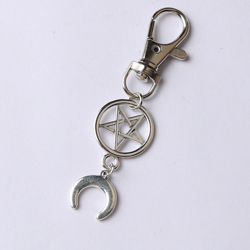 Crescent Alloy Keychain Pentagrammoon