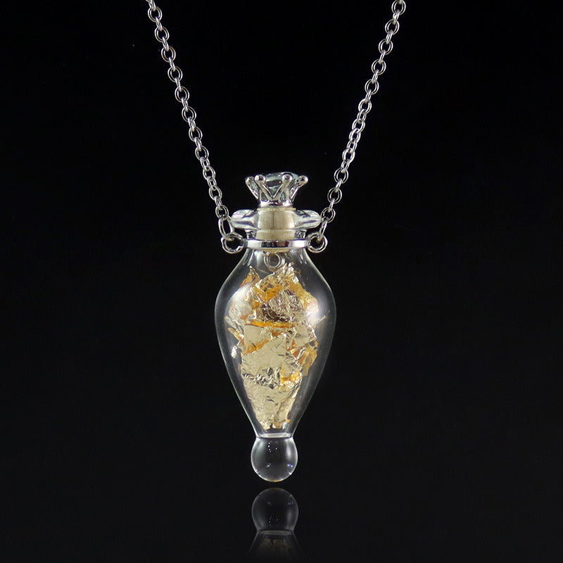 Transparent Heart-Shaped Glass Essential Oil Bottle Necklace