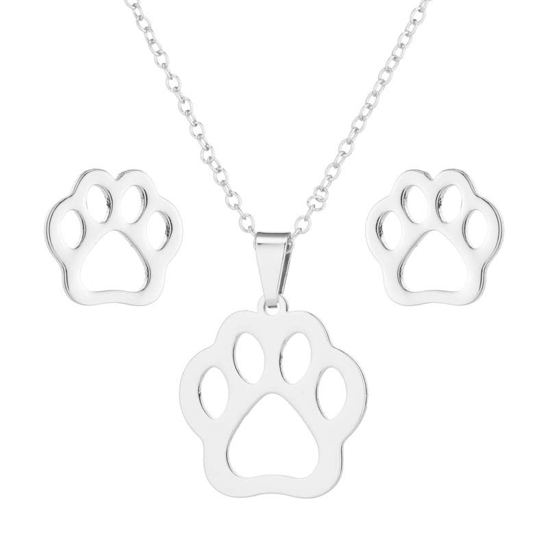 Personalized Cat Key Chain Stainless Steel Hollow Collarbone Necklace