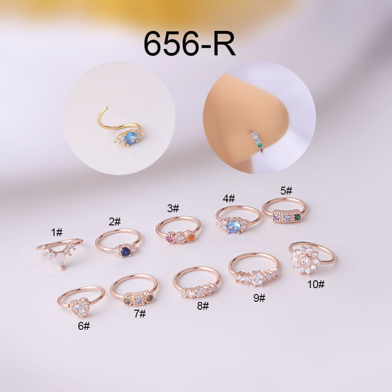 Colored Zircon Puncture Nose Ring