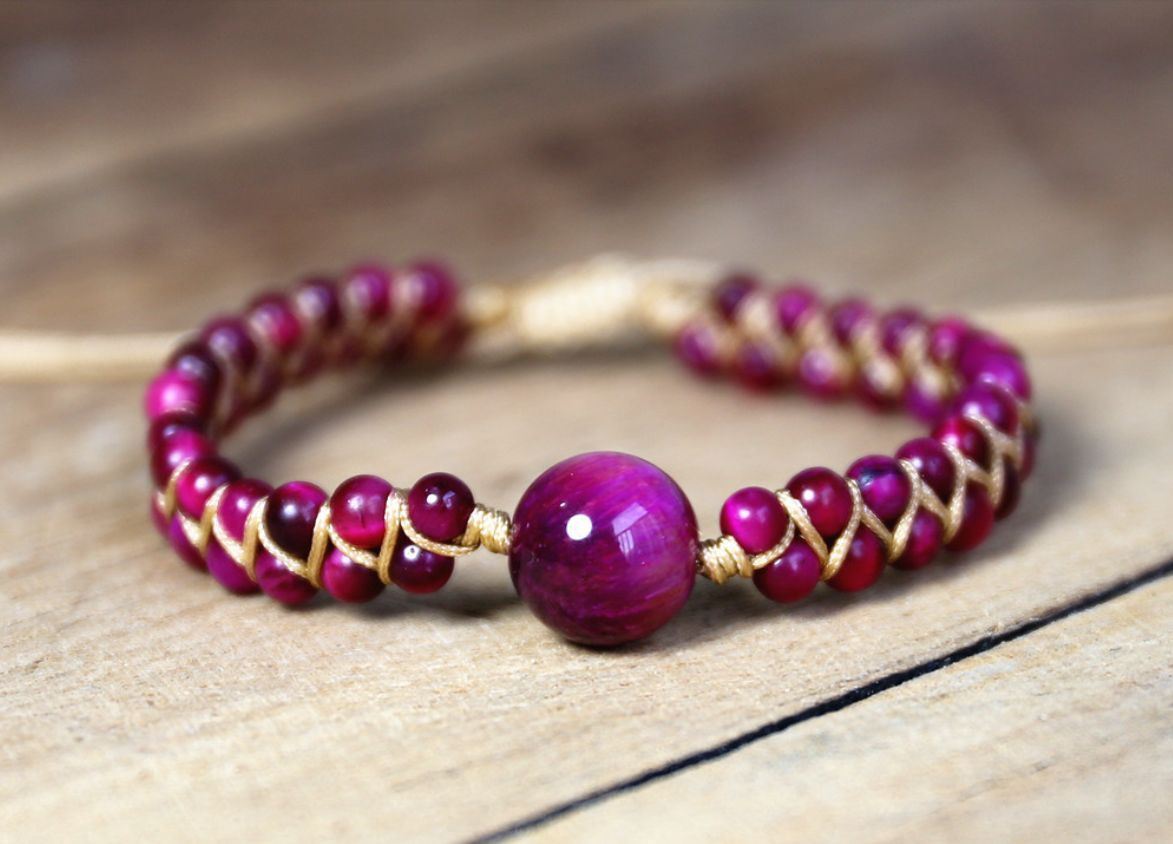 Natural Tigereye Hand-woven Creative Double-layer Bracelet For Women