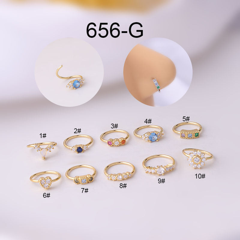 Colored Zircon Puncture Nose Ring