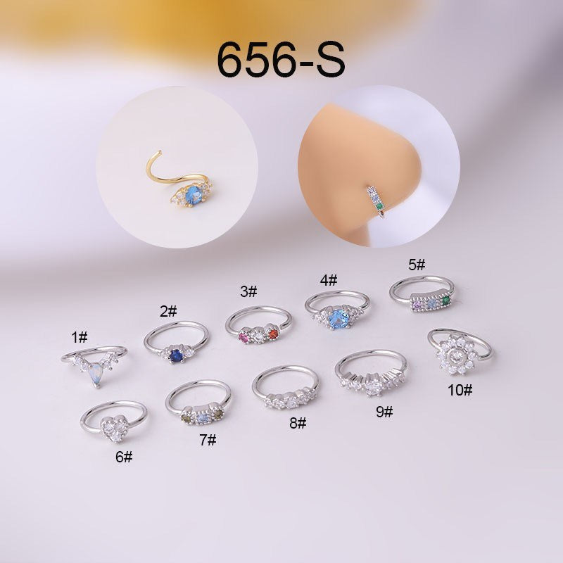 Colored Zircon Puncture Nose Ring