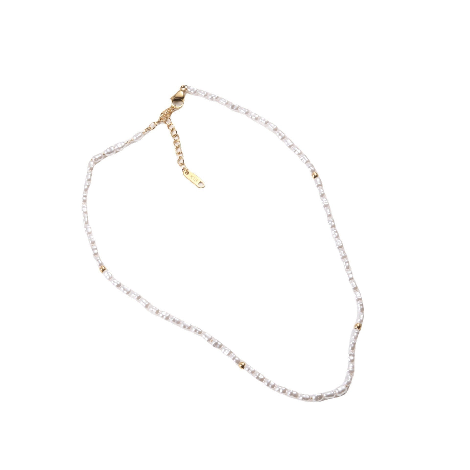 Rice Pearl Titanium Steel Plated 18k Gold Necklace