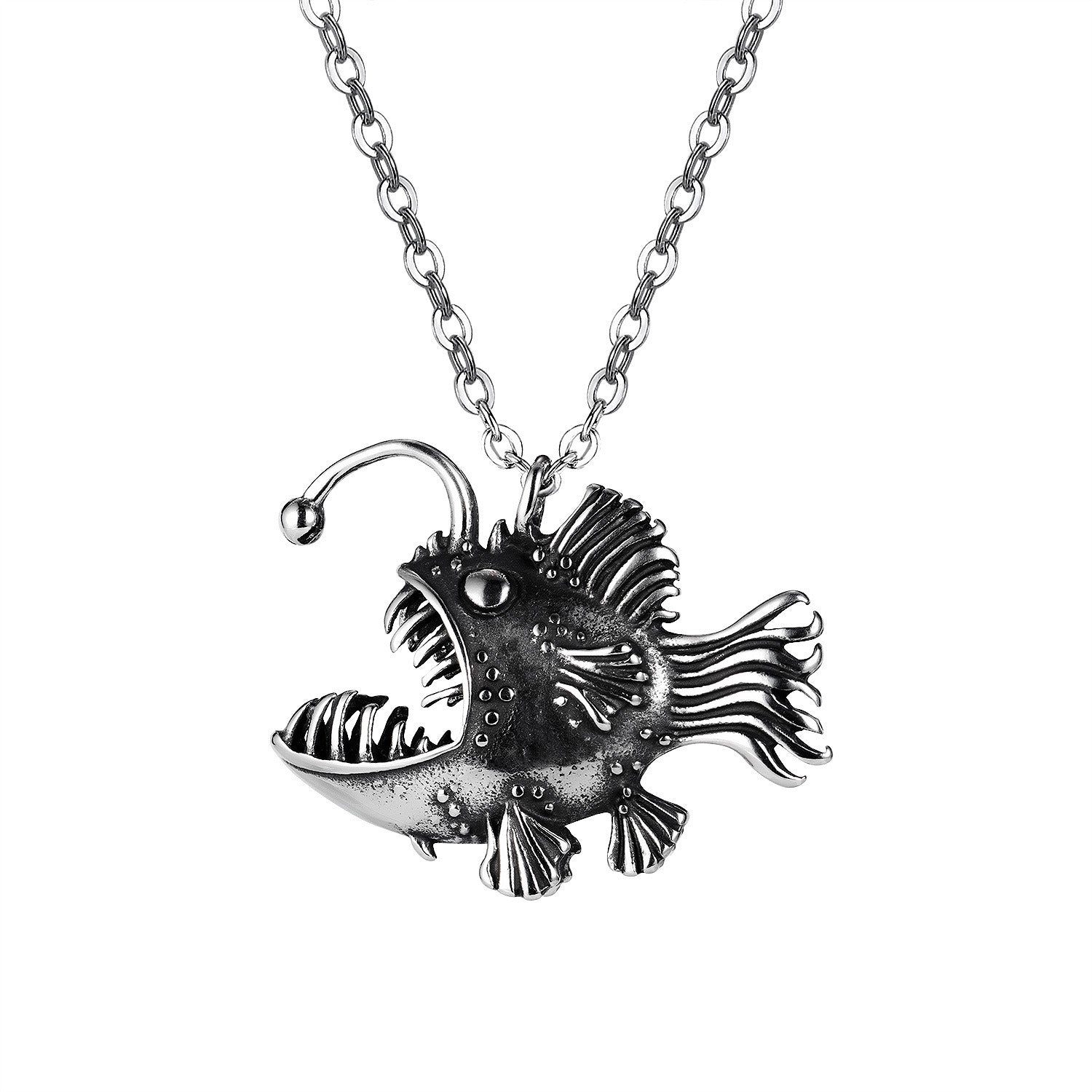 Street Hip Hop Classic Vintage Men Stainless Steel Fish Necklace