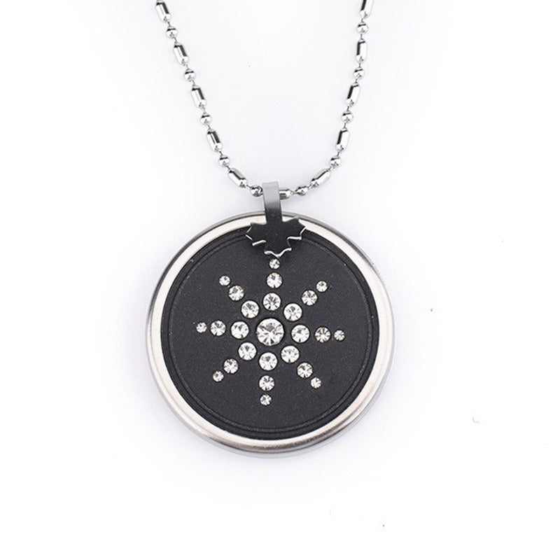 Energy Coin Stainless Steel Titanium Volcanic Stone Pendant