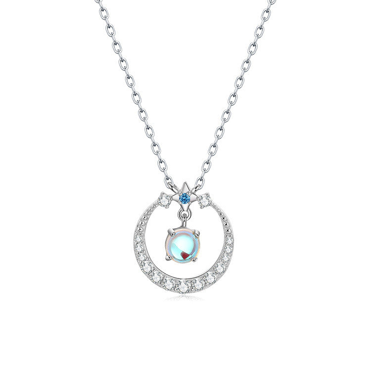 Moonstone Star Ring Necklace For Women Trendy Cold