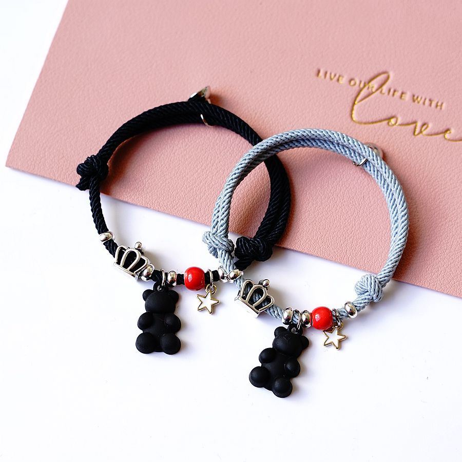 Adjustable Milanese String Couple Bears Bracelet