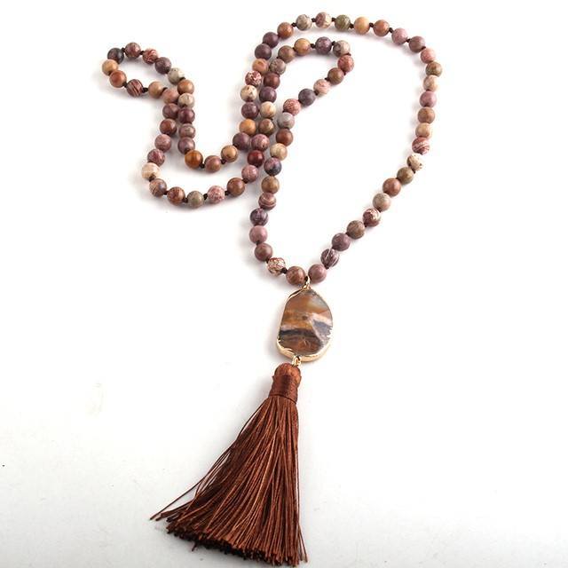 Fashion Bohemian Tribal Jewelry Natural Stones Long Knotted