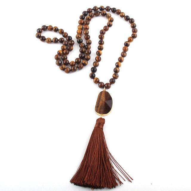 Fashion Bohemian Tribal Jewelry Natural Stones Long Knotted