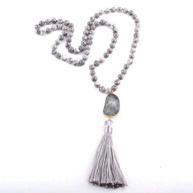 Fashion Bohemian Tribal Jewelry Natural Stones Long Knotted