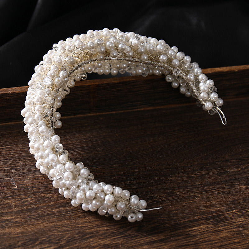 Pearl Hairband Tiara Hand Braided Twist Beads