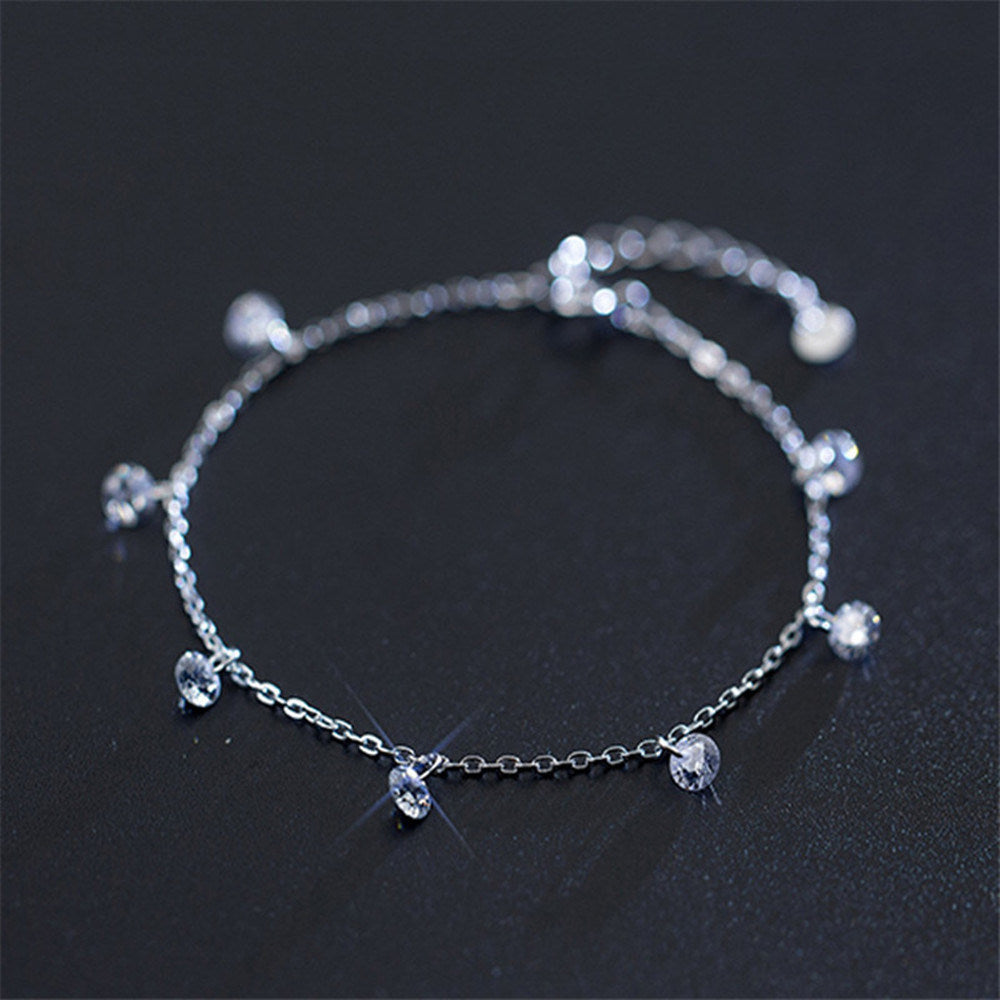 Girls' Sweet And Fashionable Silver Rhinestone Bracelet