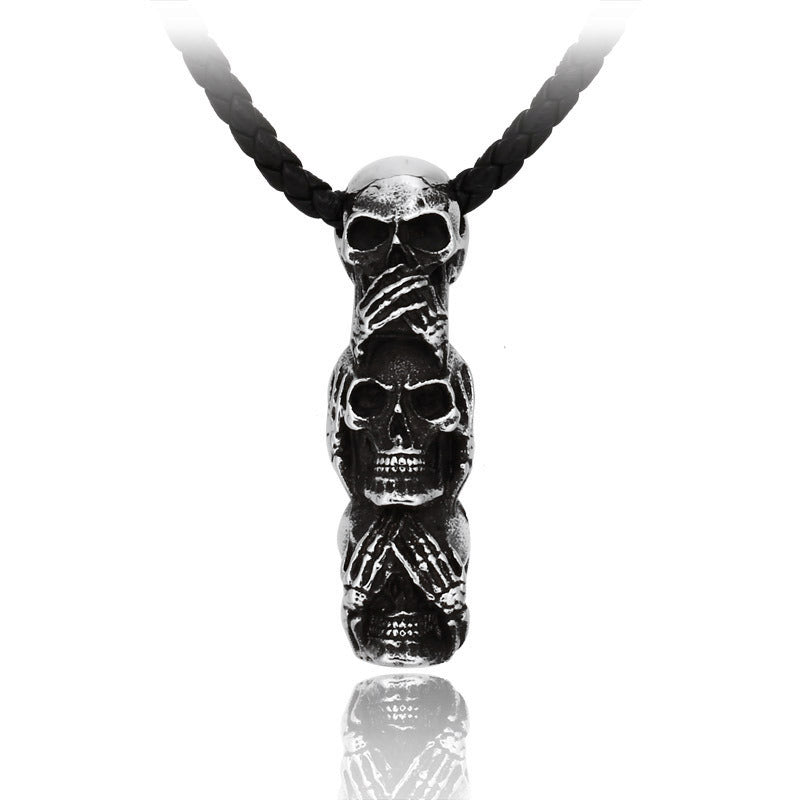 Men's Steel Warrior Punk Style Stainless Steel Skull Pendant