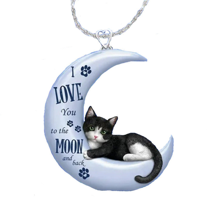 New Necklace Moon Small Black Cat Acrylic Material Necklace Ornament Accessories