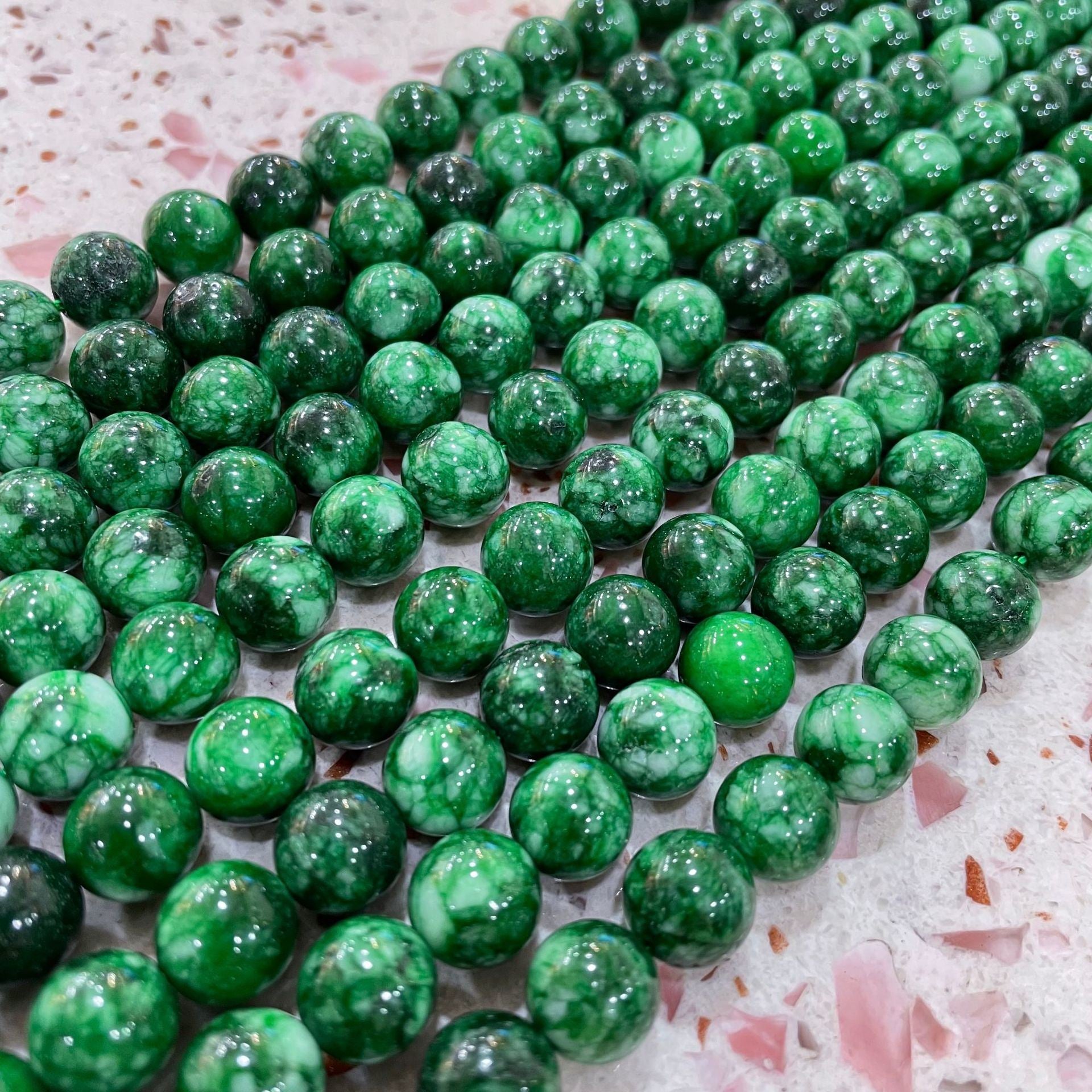 Dry Green Loose Beads Old Dry Green Jadeite Chalcedony