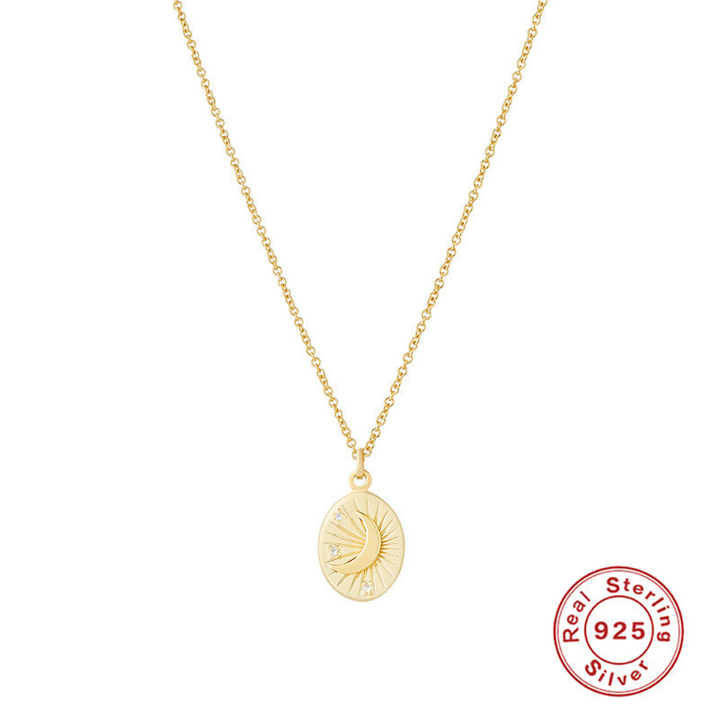 Women's Sterling Silver Astrolabe Moon Necklace
