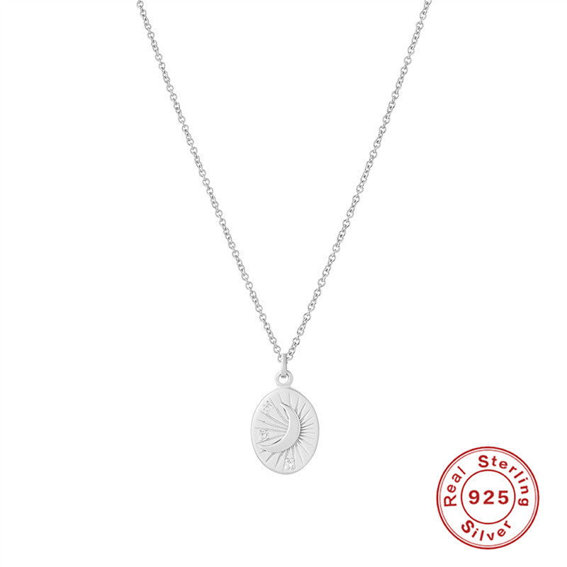 Women's Sterling Silver Astrolabe Moon Necklace