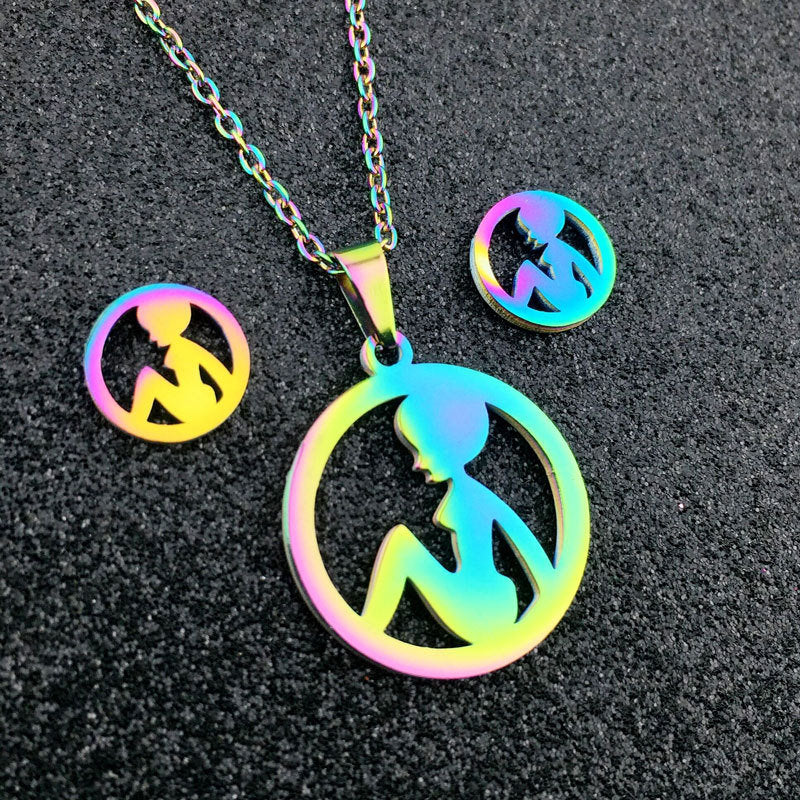 Brand New Colorful Finger Heart Pendant Necklace