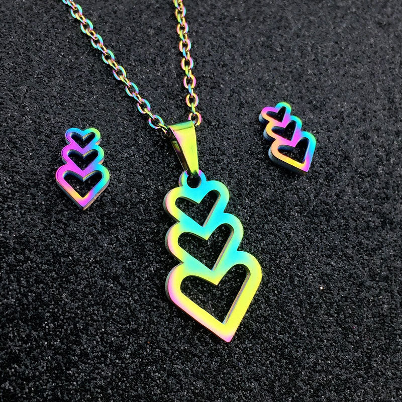 Brand New Colorful Finger Heart Pendant Necklace