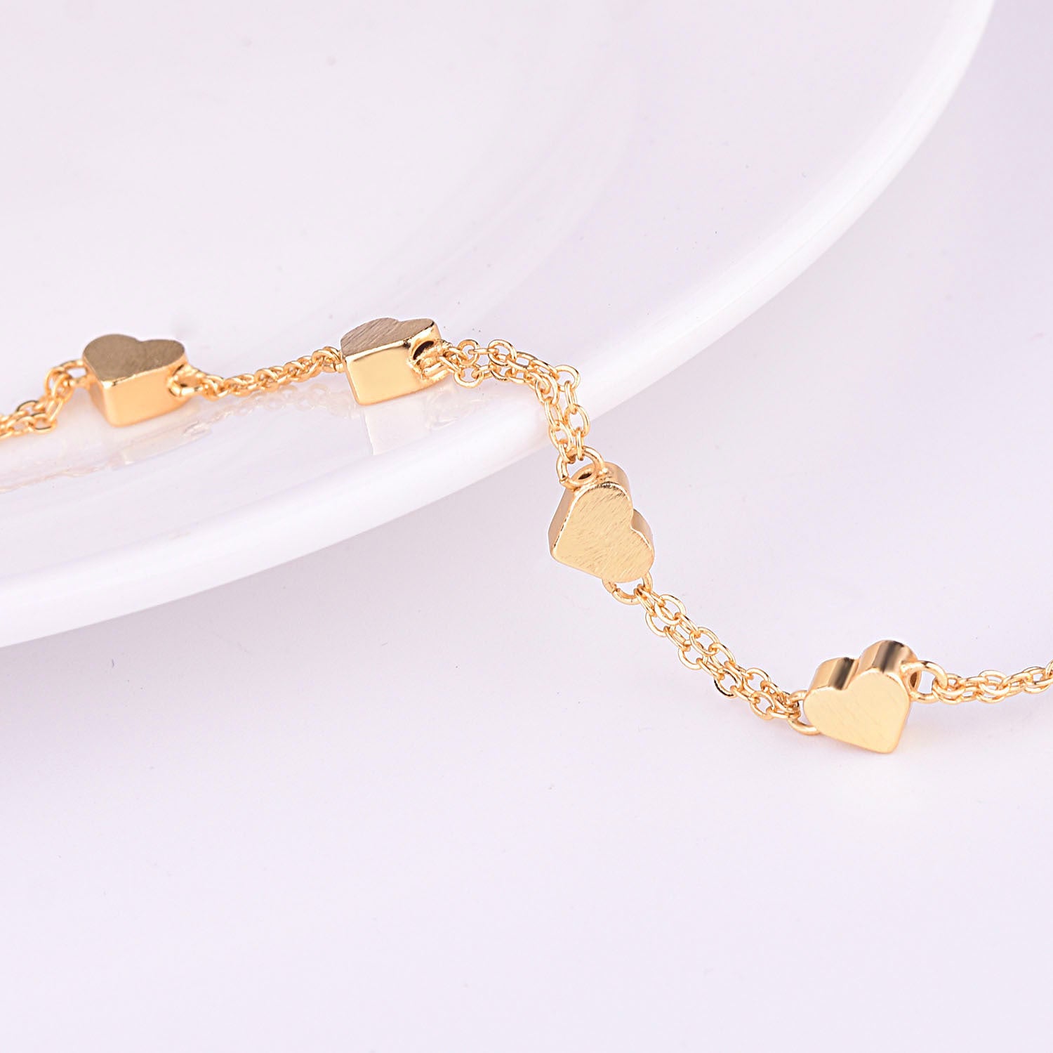 Brushed Heart Shaped Gold Plated Bracelet