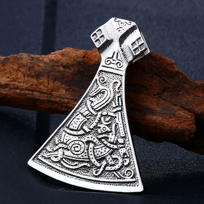 Nordic Viking Symbol Axe Pendant Necklace Men