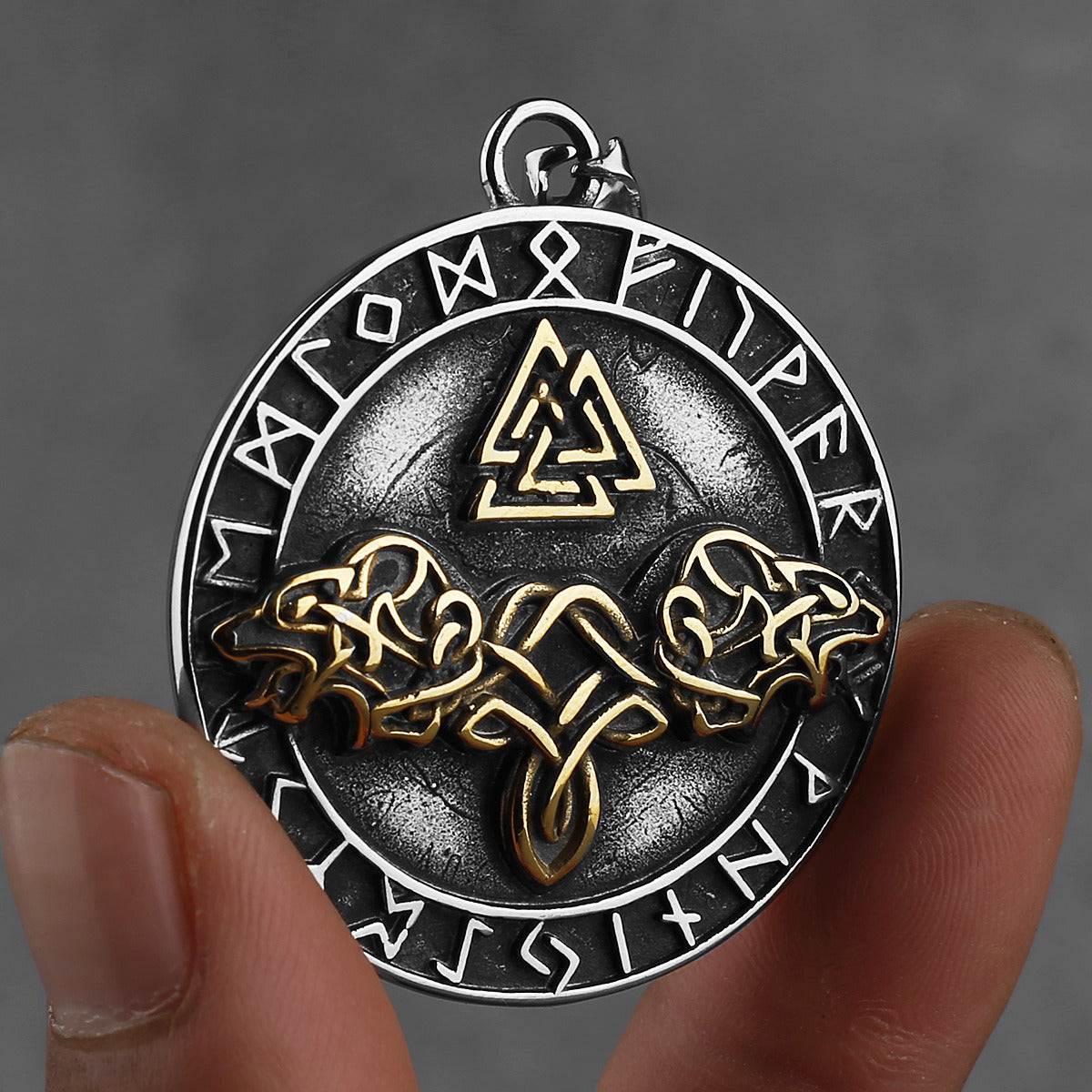 Men's Fashion Niche Versatile Stainless Steel Triangle Rune Pendant Necklace