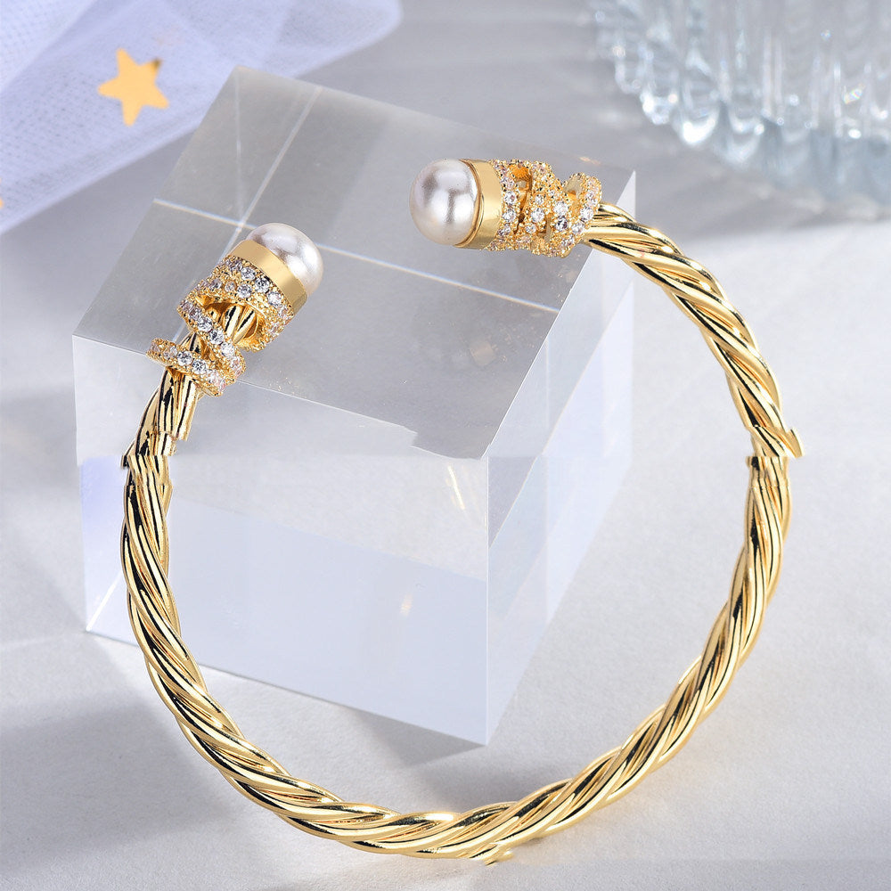 Women's Fashion All Match Simple Sand Gold Bracelet