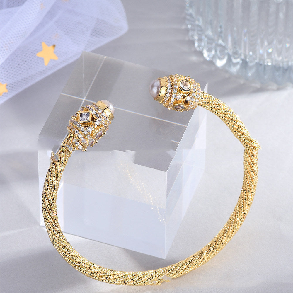 Women's Fashion All Match Simple Sand Gold Bracelet