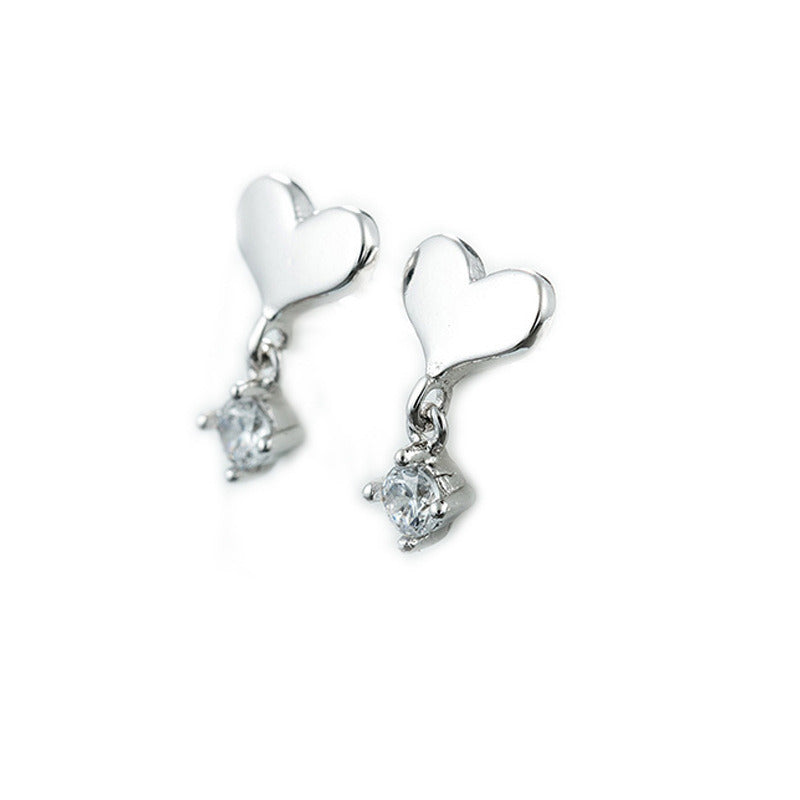 Women's Temperamental Cold Style Nlaid Zircon Heart-shaped Earrings