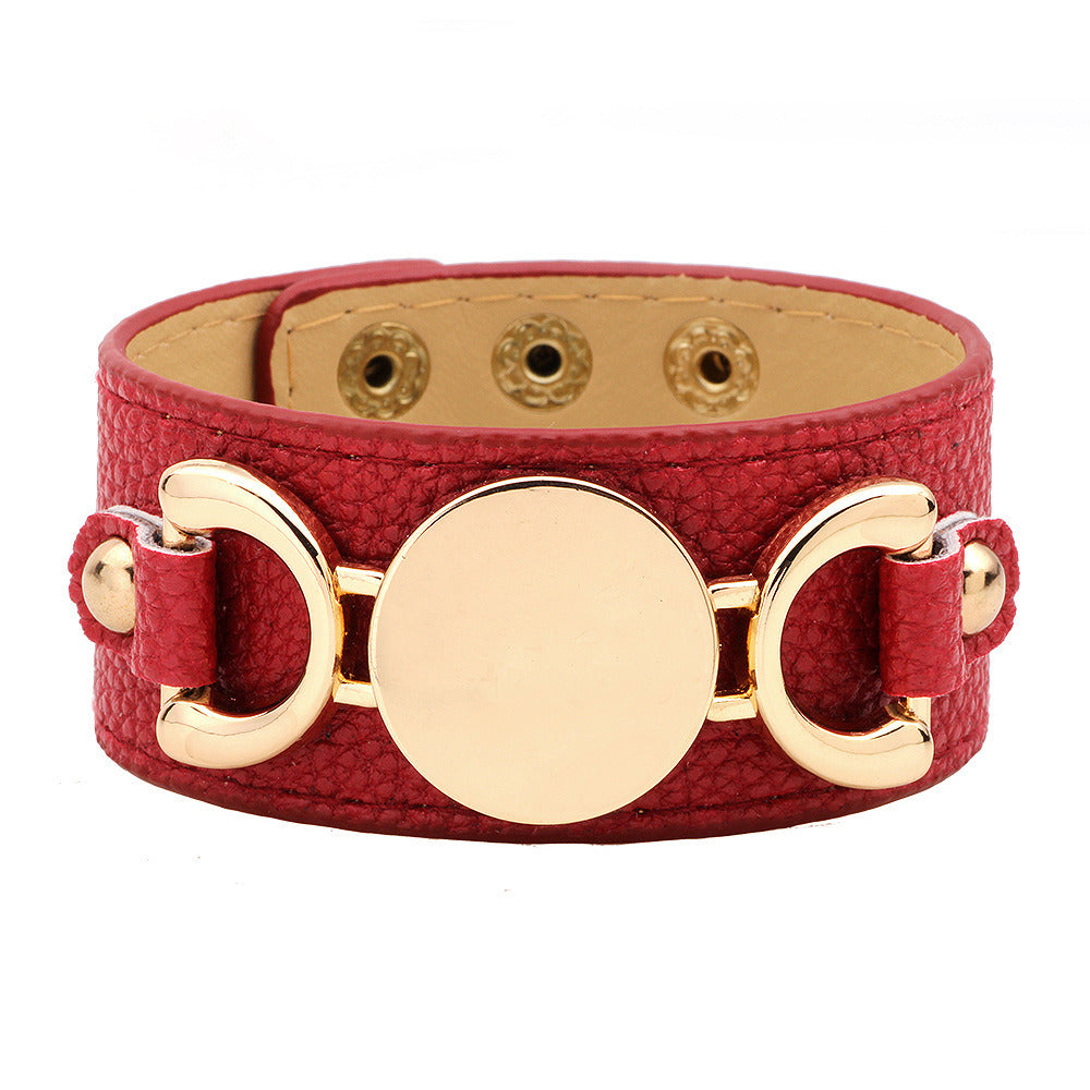 Wide Leather Ladies' Bracelet Creative Rose Gold Letters