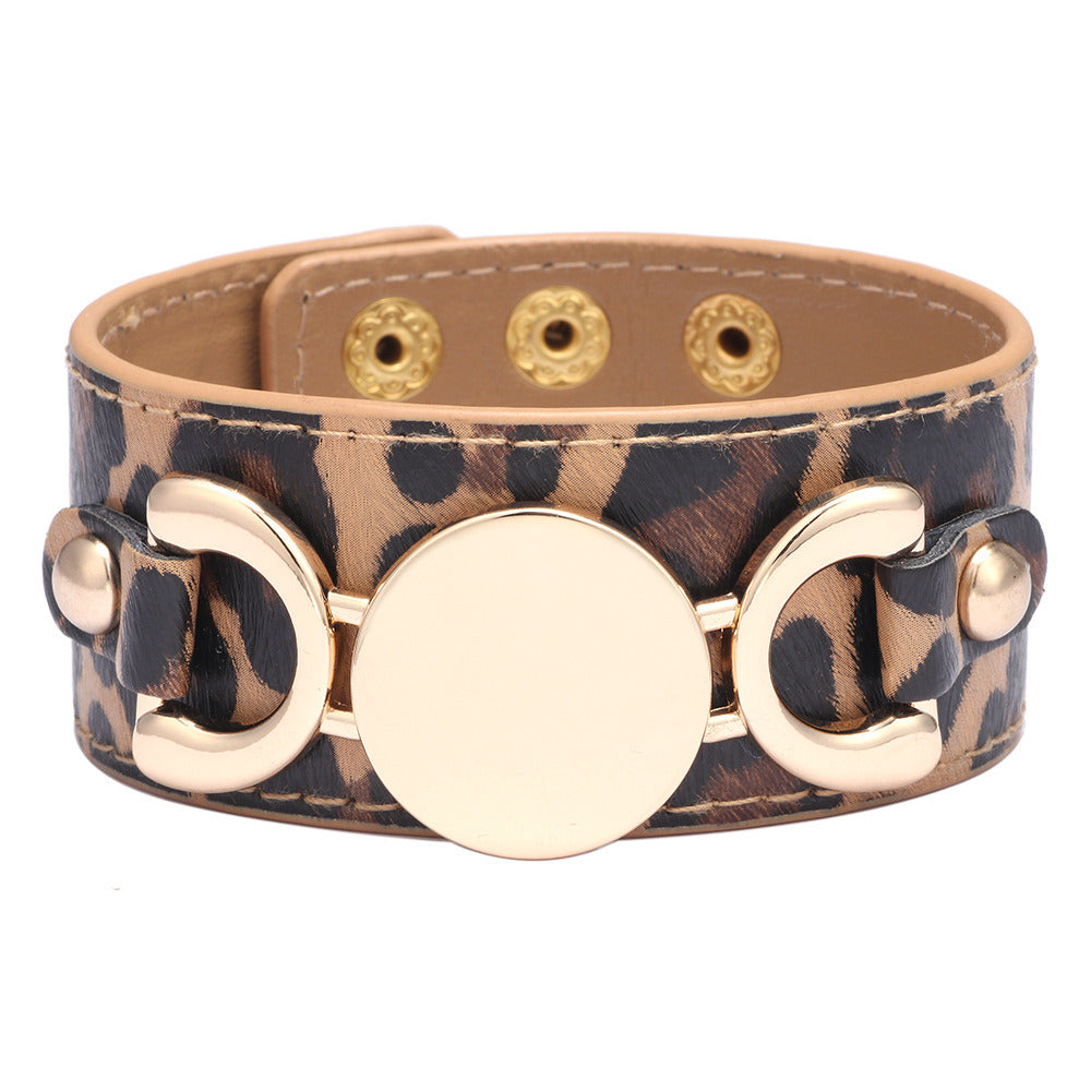 Wide Leather Ladies' Bracelet Creative Rose Gold Letters