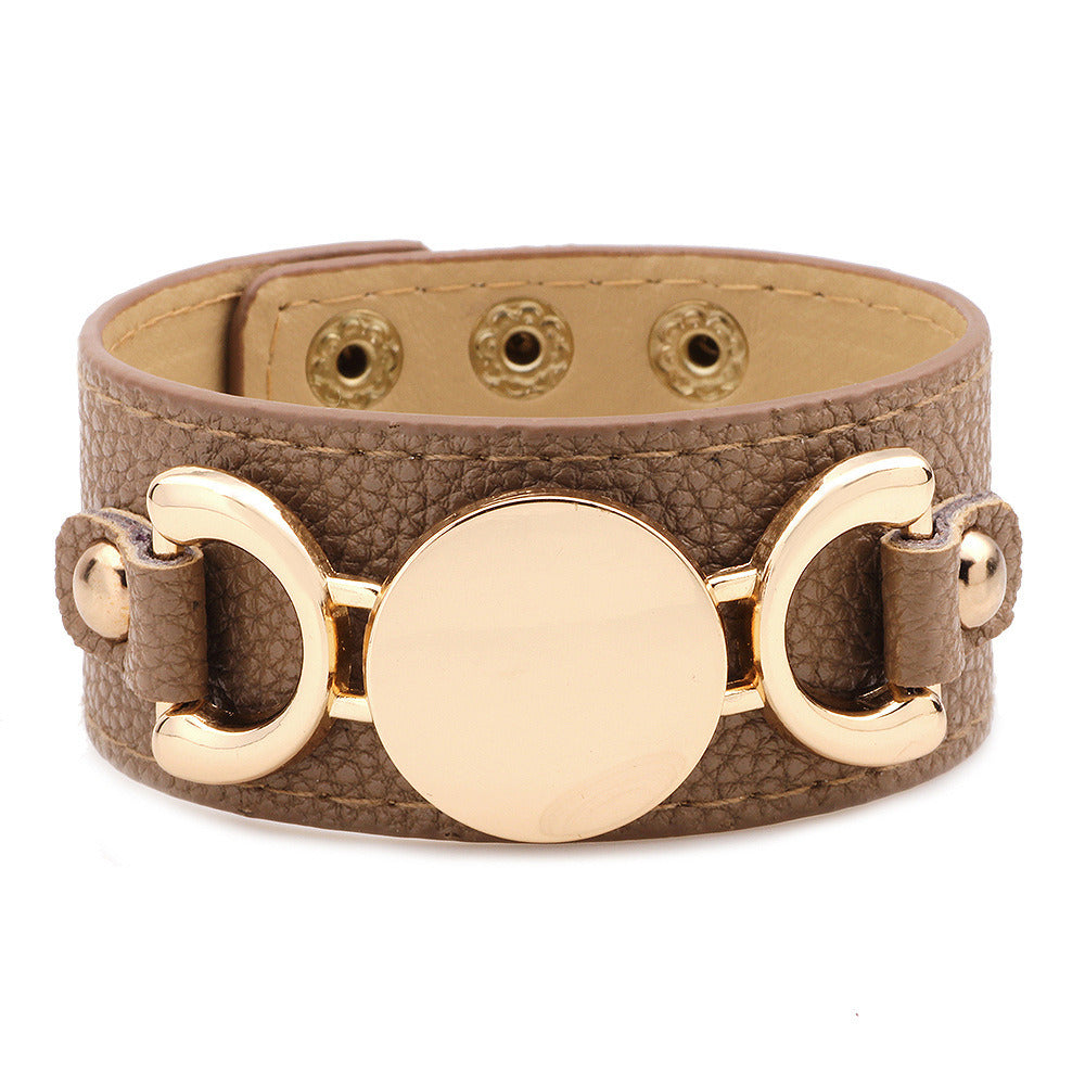 Wide Leather Ladies' Bracelet Creative Rose Gold Letters