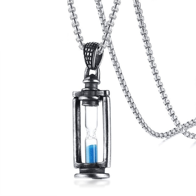 Titanium Ornament Vintage Hourglass Pendant Trendy Men Pendant