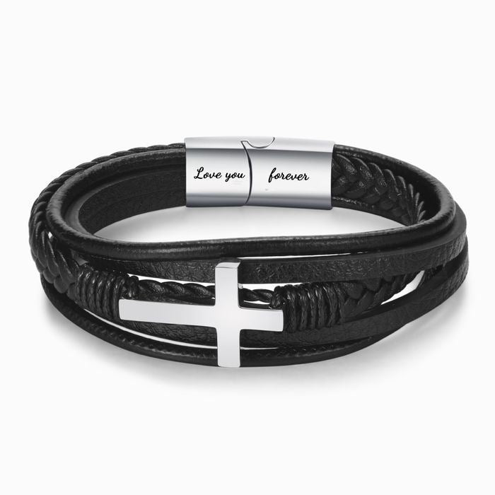 Mens Stainless Steel Cross Fashion Bracelet