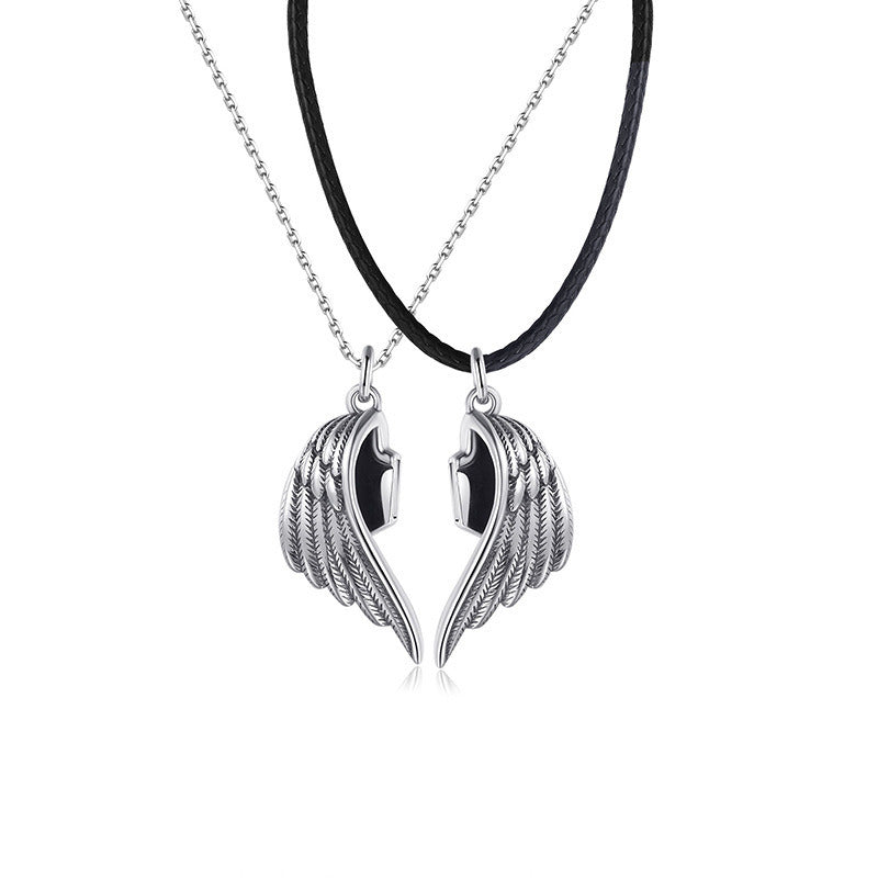 Devil And Angel Couple Necklace Creative Pendant European And American Vintage Thai Silver Niche Clavicle Chain