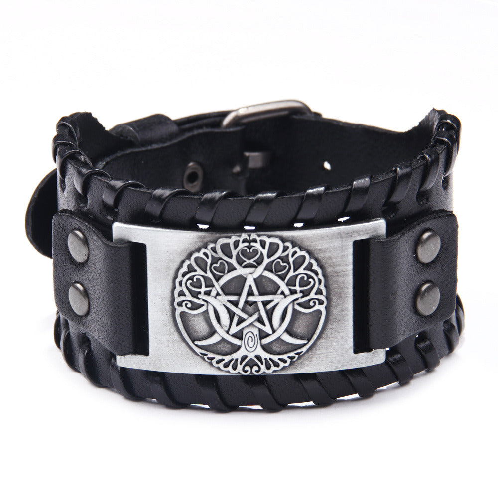 Men's And Women's Fashion Pentagram Cowhide Bracelet