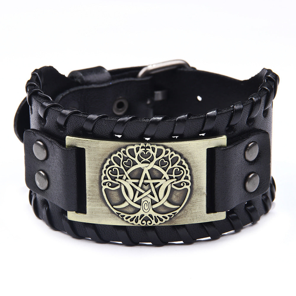 Men's And Women's Fashion Pentagram Cowhide Bracelet