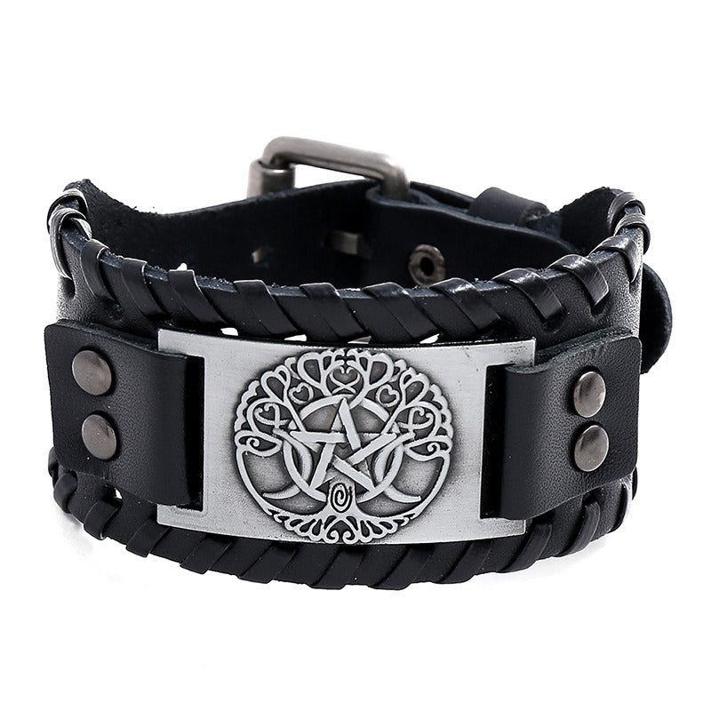 New Vintage Weave Cowhide Men's Leather Bracelet